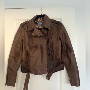 Kenna T Leather Moto Jacket in size L